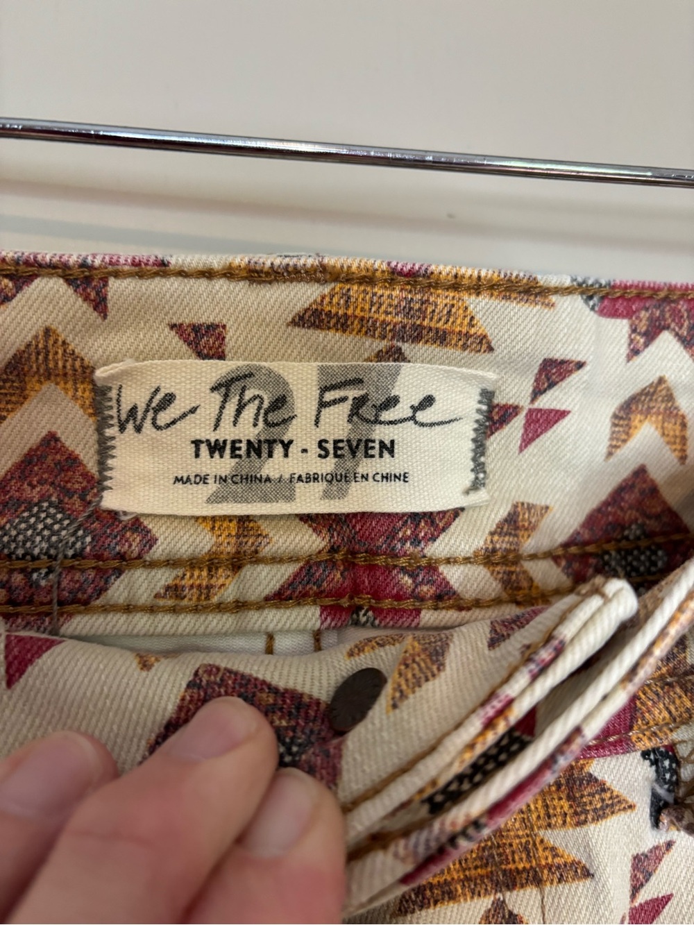 We The Free Wild Child Jeans with Aztec Geometric Print - Picture 6 of 9
